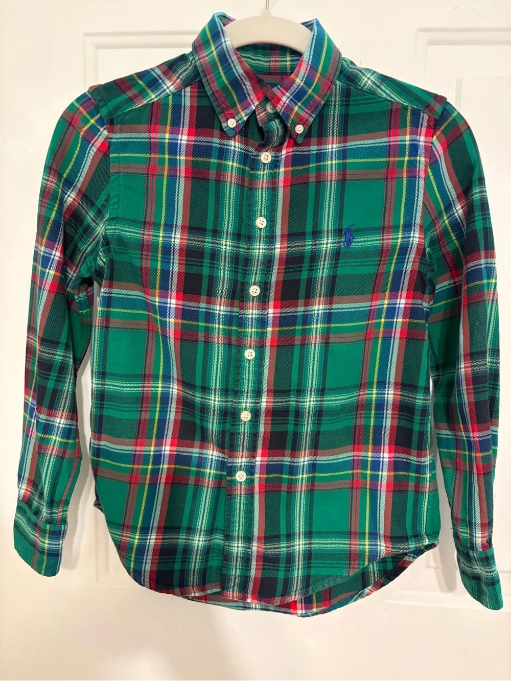 Ralph Lauren Boy’s Classic Green, Blue, Red Plaid Button Down Shirt Size 8 EUC